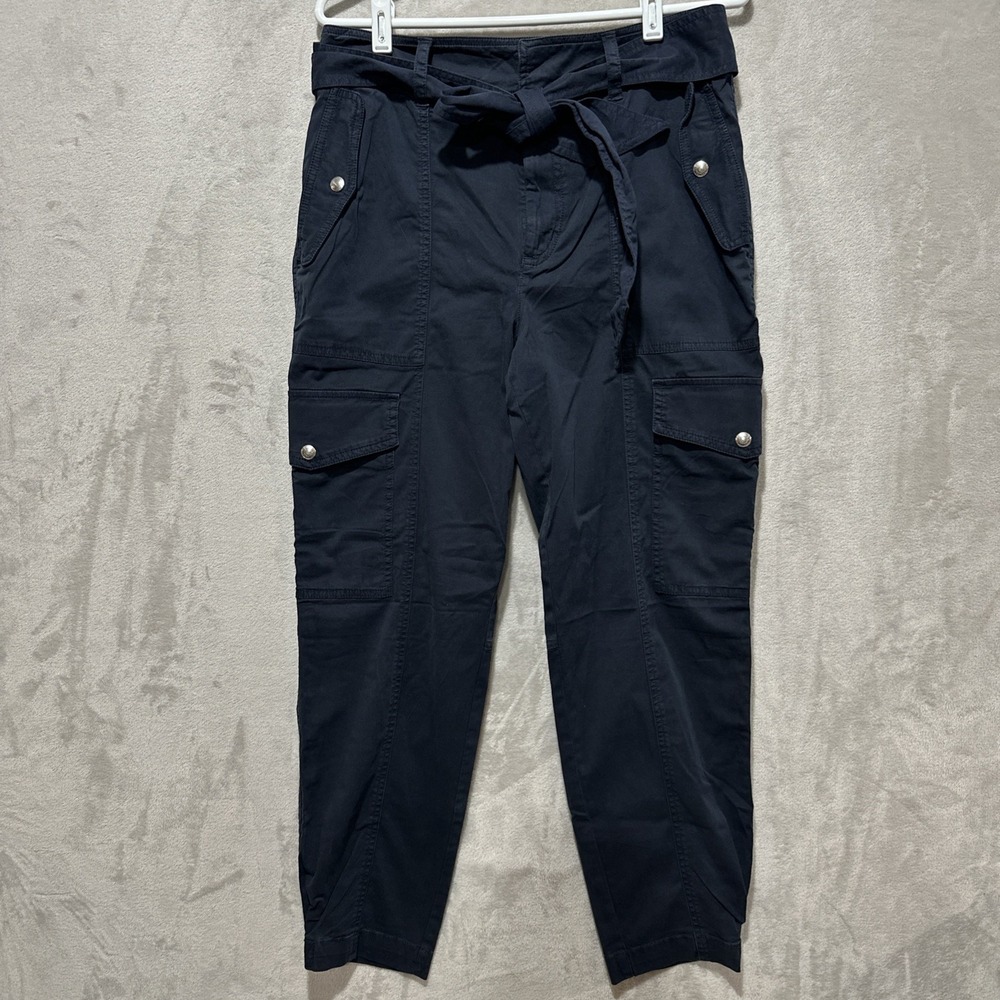 LAUREN RALPH LAUREN Black Label Tapered Cargo Pants Women's 8 Black Tie Size 8